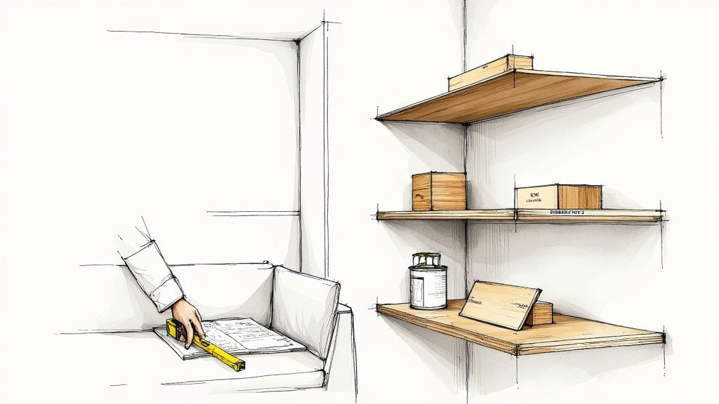 Kvalitetssnedkeri med skræddersyet opbevaringsløsning i moderne hjem.