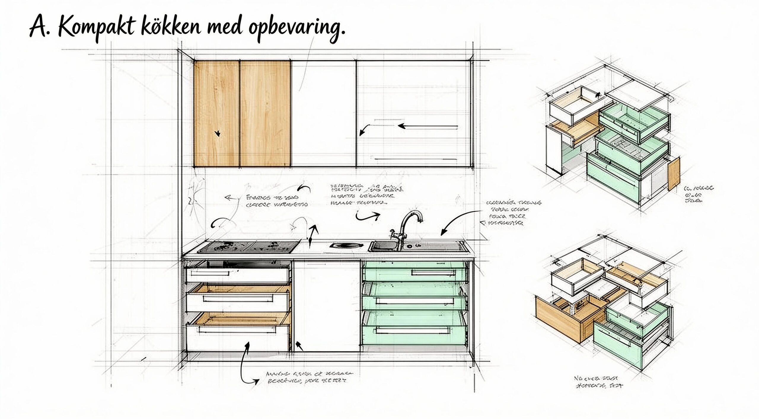 Kompakt Køkken med Opbevaring fra Signatur Snedkeri.
