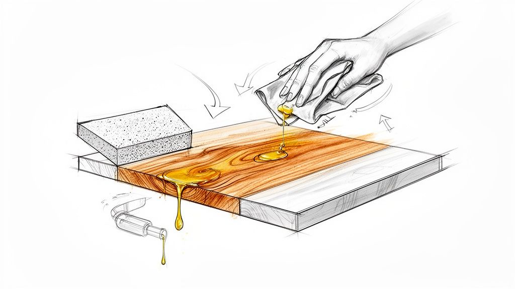 Snedkerarbejde i træ med fokus på præcision og kvalitet.