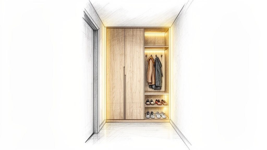 Specialfremstillet modulskab til entré.