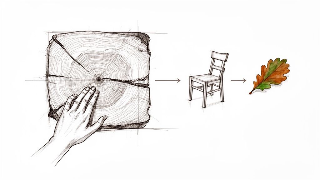 Håndlavet træstol skabt af snedker med fokus på kvalitet og detaljer.