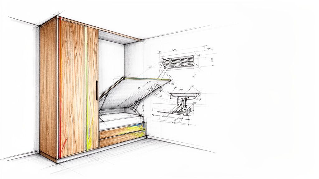 Skræddersyet snedkerarbejde med specialfremstillede skabe og opbevaringsløsninger.