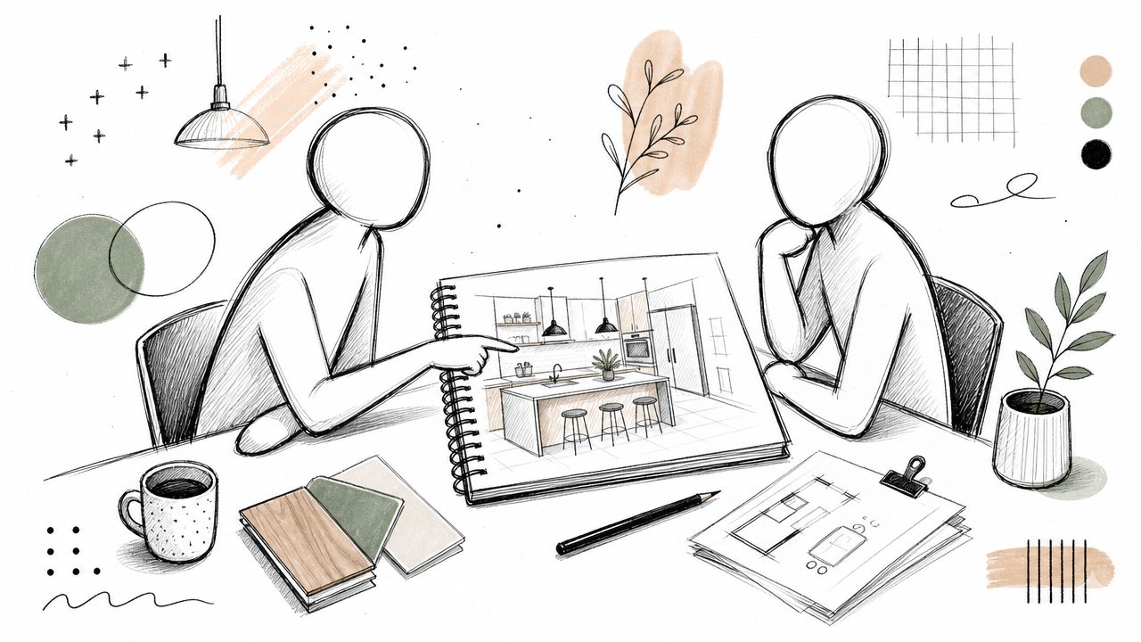 Kreativ snedker i gang med designproces af specialfremstillet køkken.