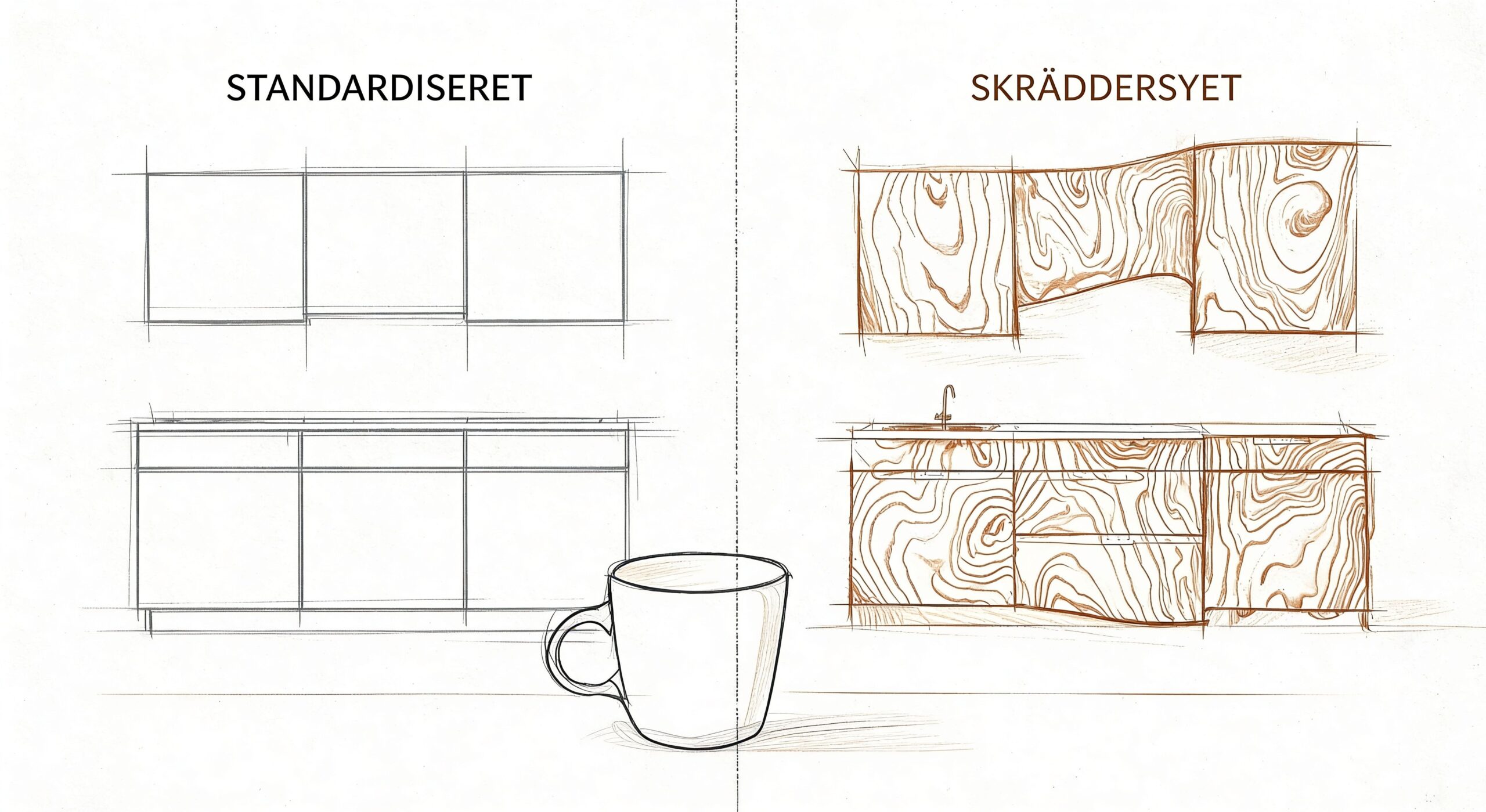 Snedkerarbejde med specialdesignede træskabe og unikke trædetaljer.